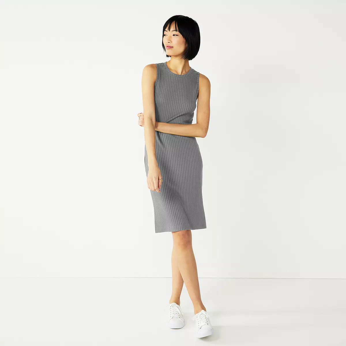 Women's Nine West Rib Crewneck Sleeveless Midi Dress | Kohl's