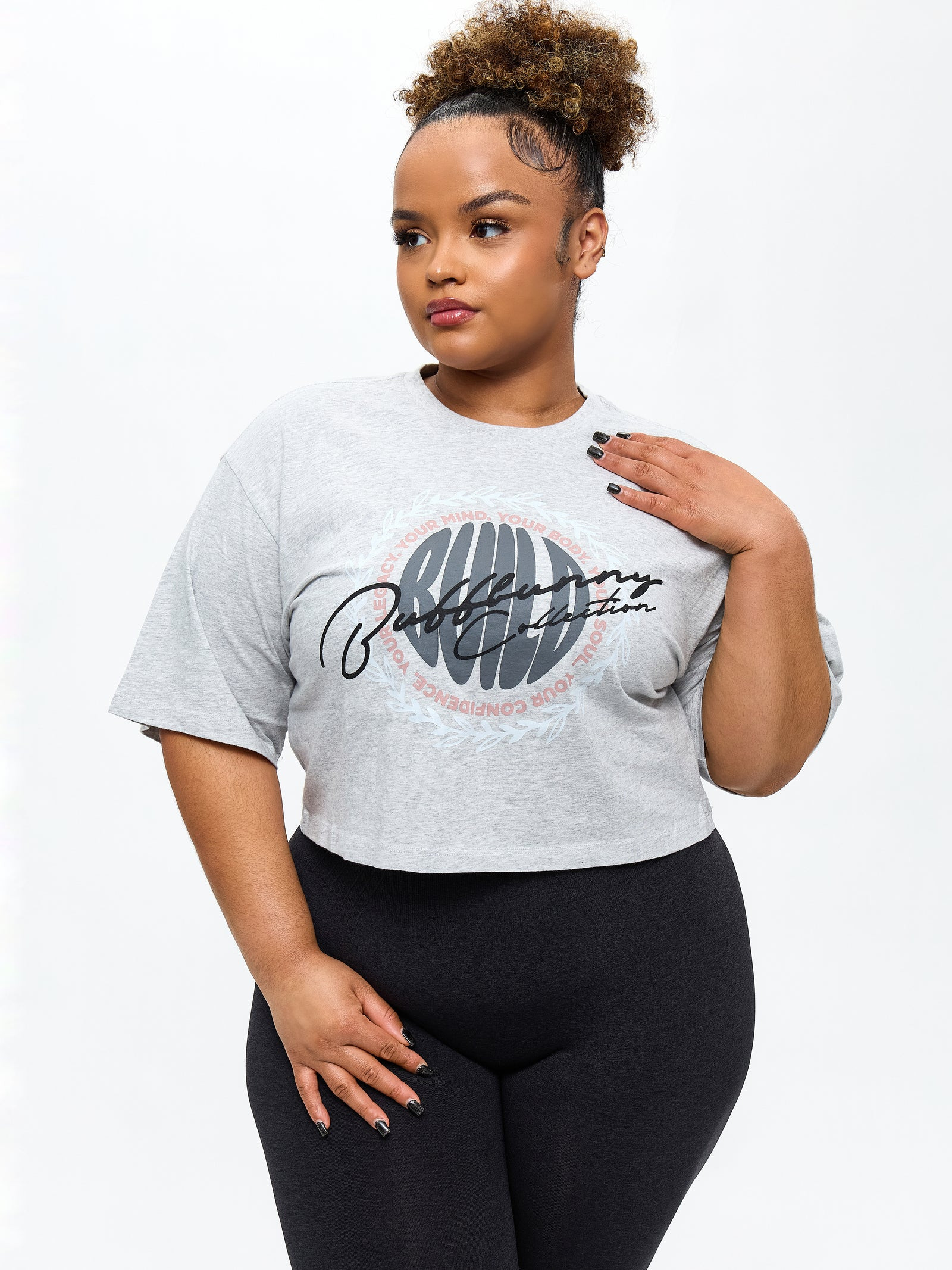 Build Crop Tee - Heather Grey | Buffbunny Collection