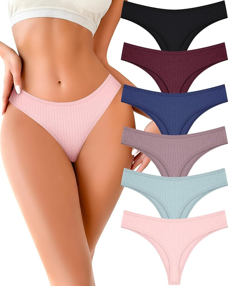 FINETOO Tangas de algodón para mujer, suaves, de cintura baja, sexys, tangas para mujer, ropa in... | Amazon (US)