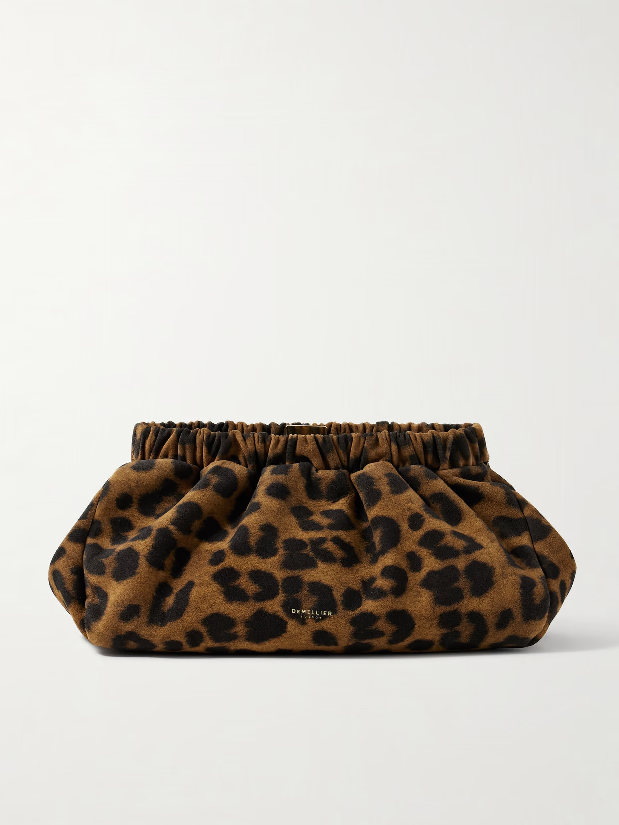 DeMellier - Miami Gathered Leopard-print Suede Clutch - Leopard print | NET-A-PORTER (UK & EU)