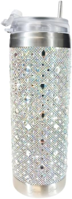 Jacqueline Kent Rhinestone Bling Tumbler, 20 oz Stainless Steel Double Wall Cup with Lid and Stra... | Amazon (US)
