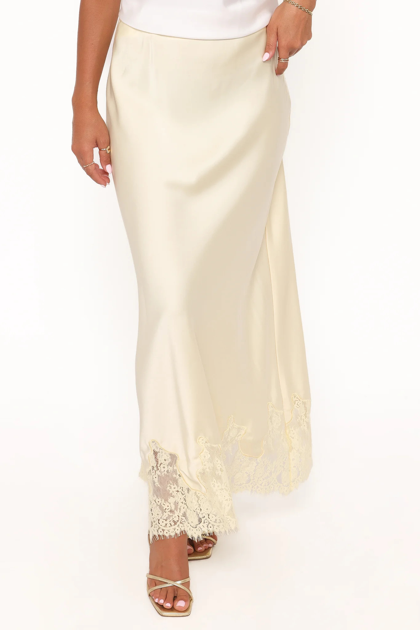 Alira Lace Trim Midi Skirt - Yellow | Petal & Pup (US)