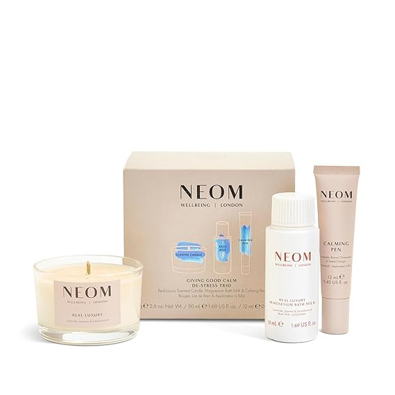 NEOM- Giving Good Calm De-Stress Trio Gift Set | Real Luxury Scented Candle, Magnesium Bath Milk ... | Amazon (US)