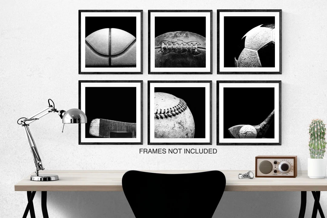 Vintage Sports Photography Set of Six UNFRAMED Prints Blue - Etsy | Etsy (US)