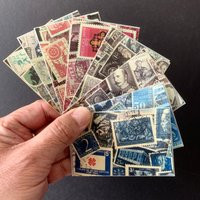 Vintage Used Postage Stamps By Color - 30 Per Colour Packet Red/Blue Green Brown Junk Journal Art Co | Etsy (US)