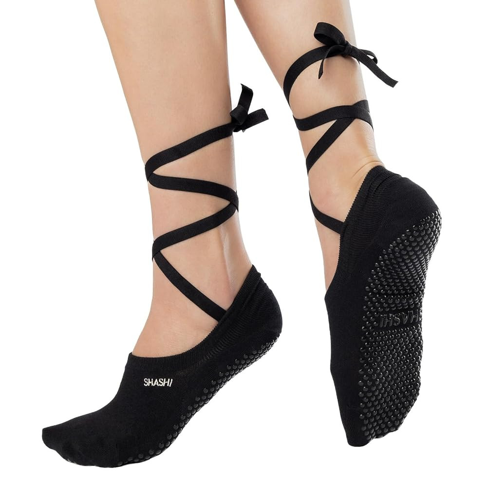 SHASHI Ballet Tie Grip Socks for Women – Velvet Ribbon Socks Ideal for Dancing, Yoga, Pilates, ... | Amazon (US)