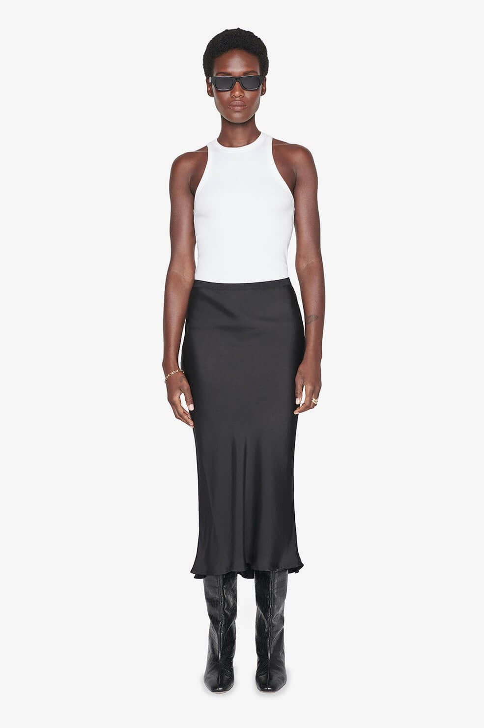 ANINE BING Bar Silk Skirt in Black | Anine Bing