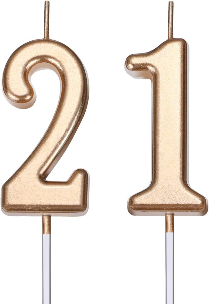 21st Birthday Candles Cake Number Candles Happy Birthday Cake Candles Topper Decoration for Birth... | Amazon (US)