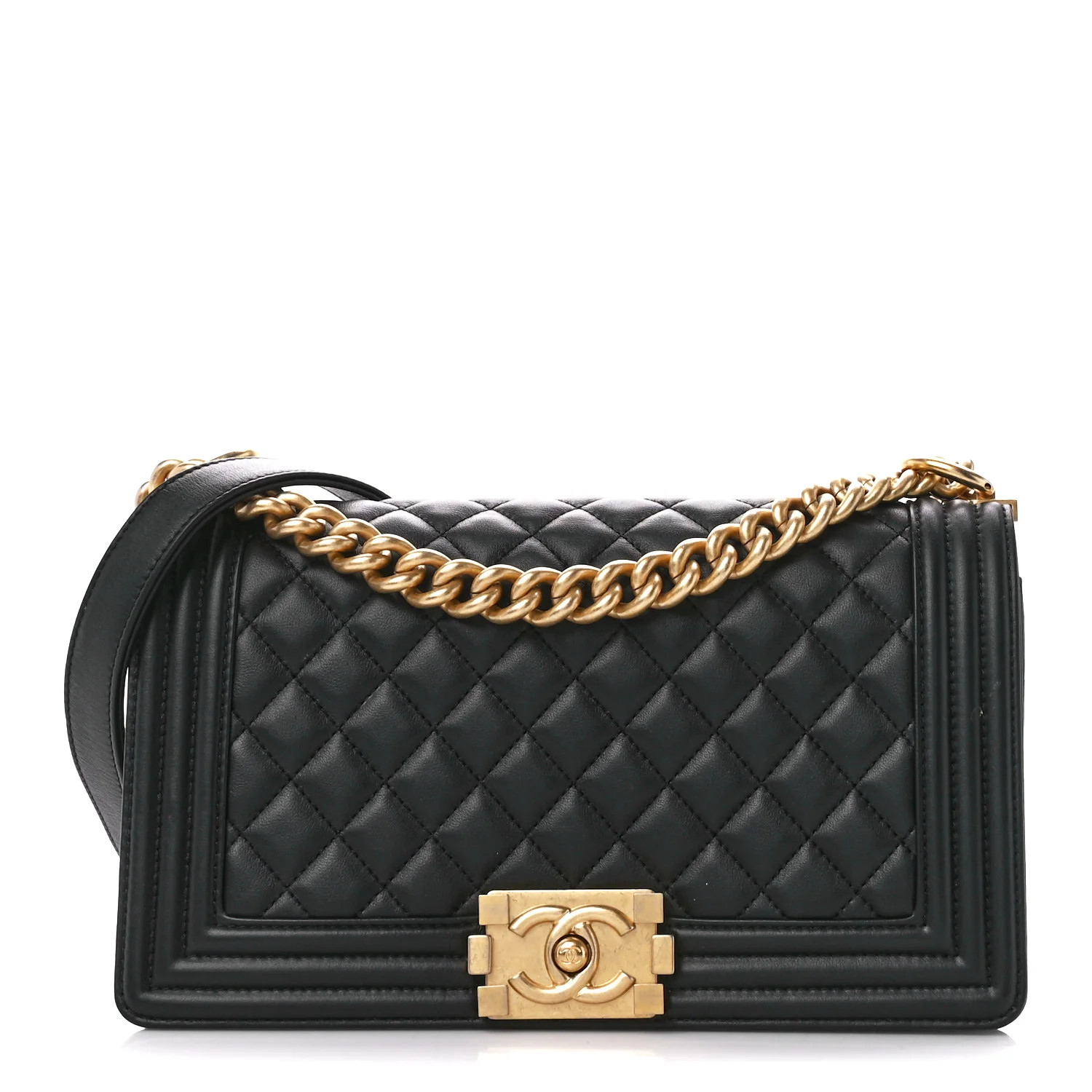 Calfskin Quilted Medium Boy Flap Black | FASHIONPHILE (US)