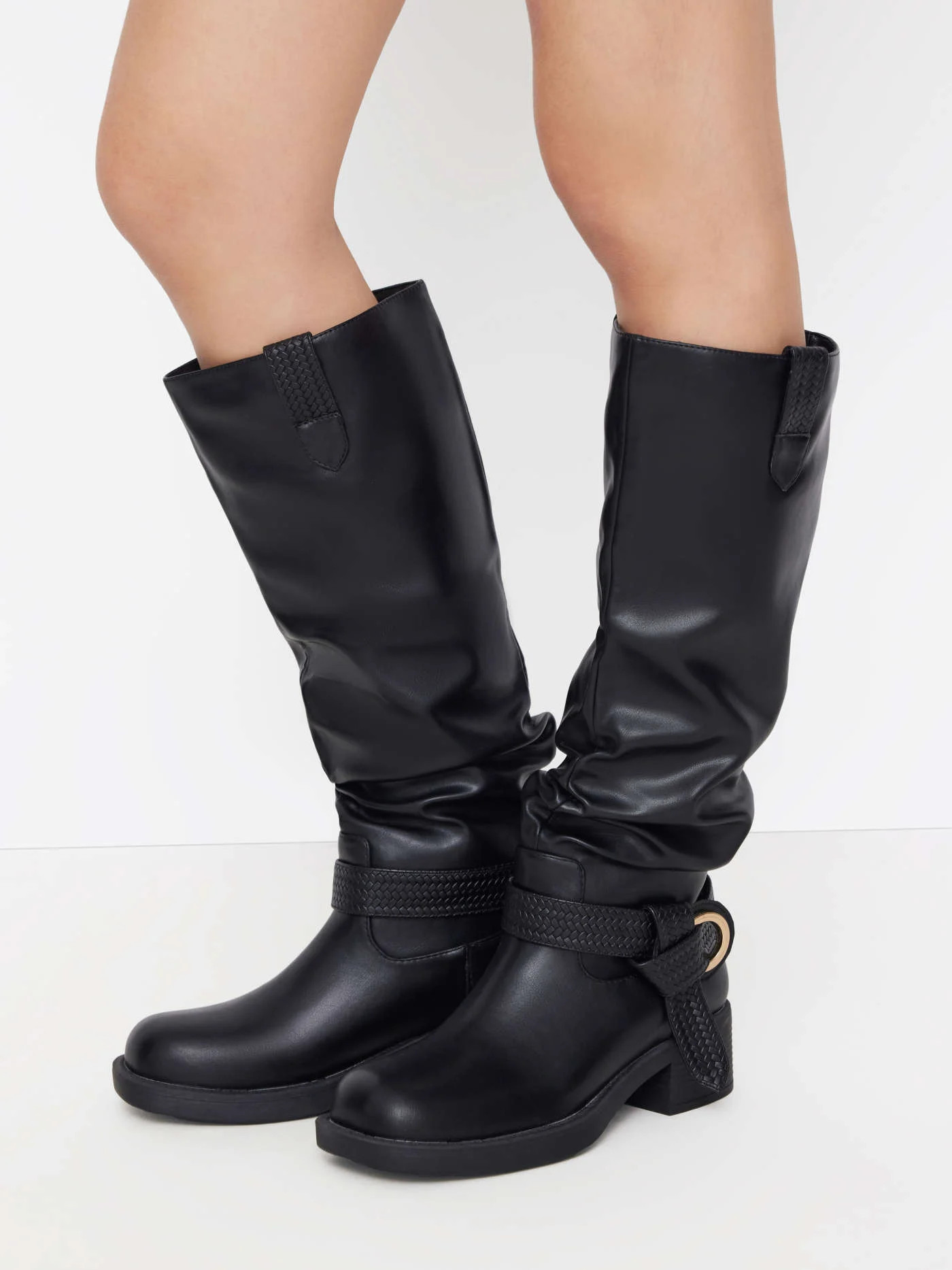 BUCKLE CHUNKY HEELED KNEE HIGH BOOTS For Daily Casual Date Music Festival/Live House Outdoor | Cider