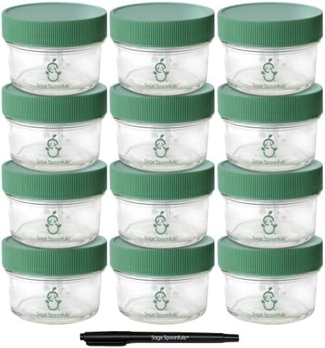 Sage Spoonfuls Glass Baby Food Containers – 12-Pack of 4 Ounce Reusable Glass Storage Jars With... | Amazon (US)