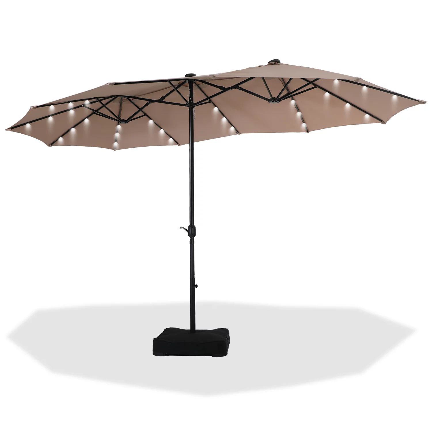 MF Studio 15ft Double-Sided Solar Patio Umbrella with Base Large Outdoor Table Umbrella with Cran... | Walmart (US)