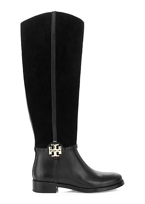Tory Burch Women's Miller Kee-High Leather & Suede Boots - Black - Size 5 | Saks Fifth Avenue
