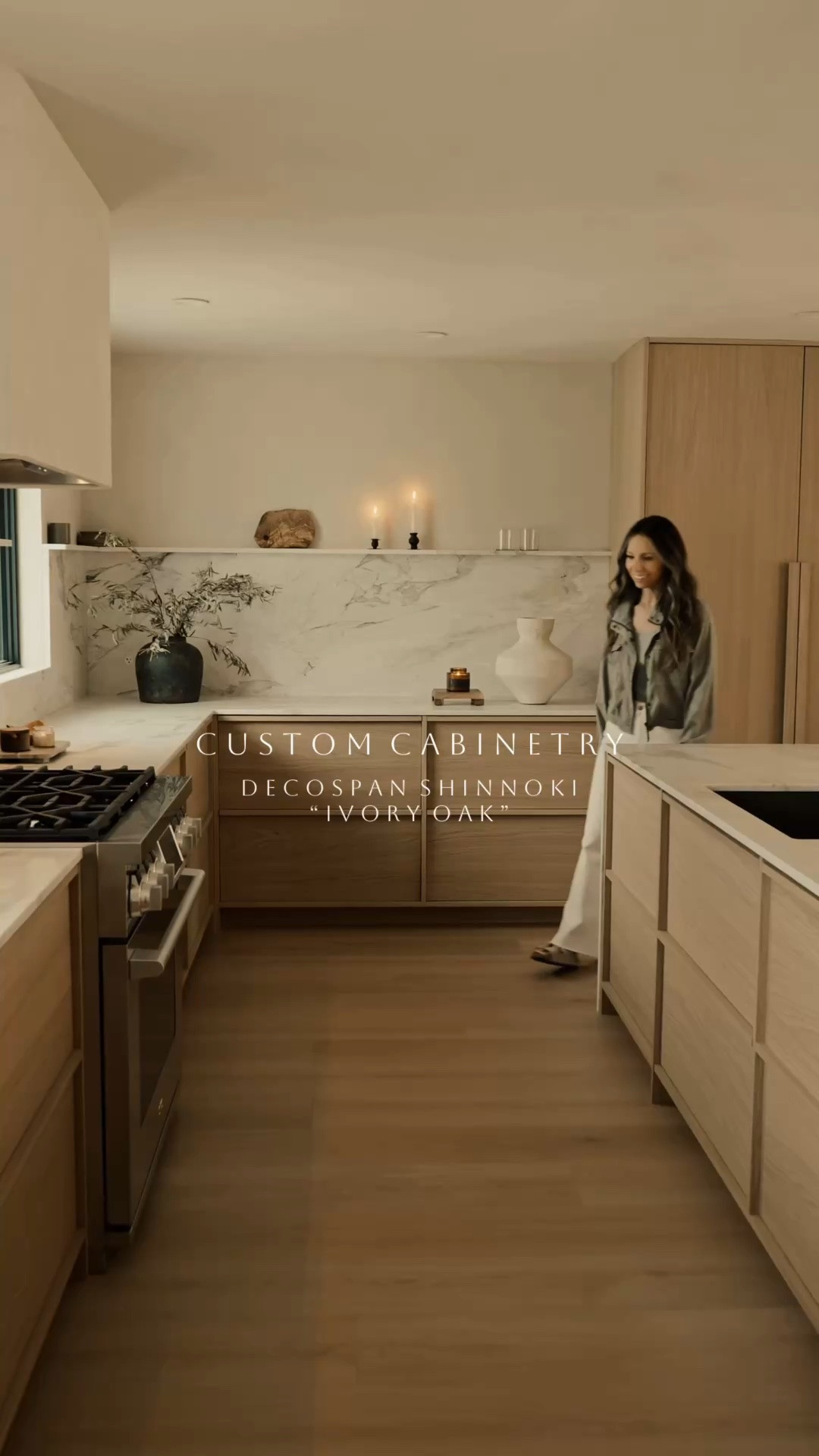 Kitchen details you’ll want to save ✨🤌🏼

-White Oak Custom cabinetry: Decospan Shinnoki “Ivory Oak” (Nordic style with integrated handles)

-Dolomite Countertops/Backsplash: “Calacatta D’Oro” (backsplash shelf is 3.5” D)

-Limewash (walls & ceiling): JH Wall Paints Limewash Paint color “Nainoa 500”

-Plaster Hood: Meoded Concretta Microcement “Calm White”

-Flooring: GAIA Flooring Black Series LVP “Joy”

#LTKHome #LTKstorytime #LTKSaleAlert
