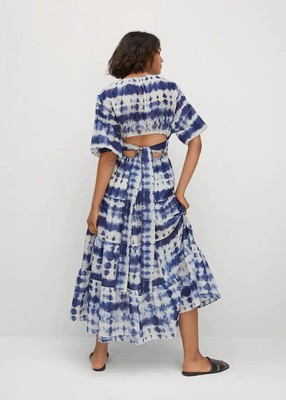 Mango MNG Tie Dye Print Cotton Dress Open Back Cut Out NEW Size 2 XS | eBay US