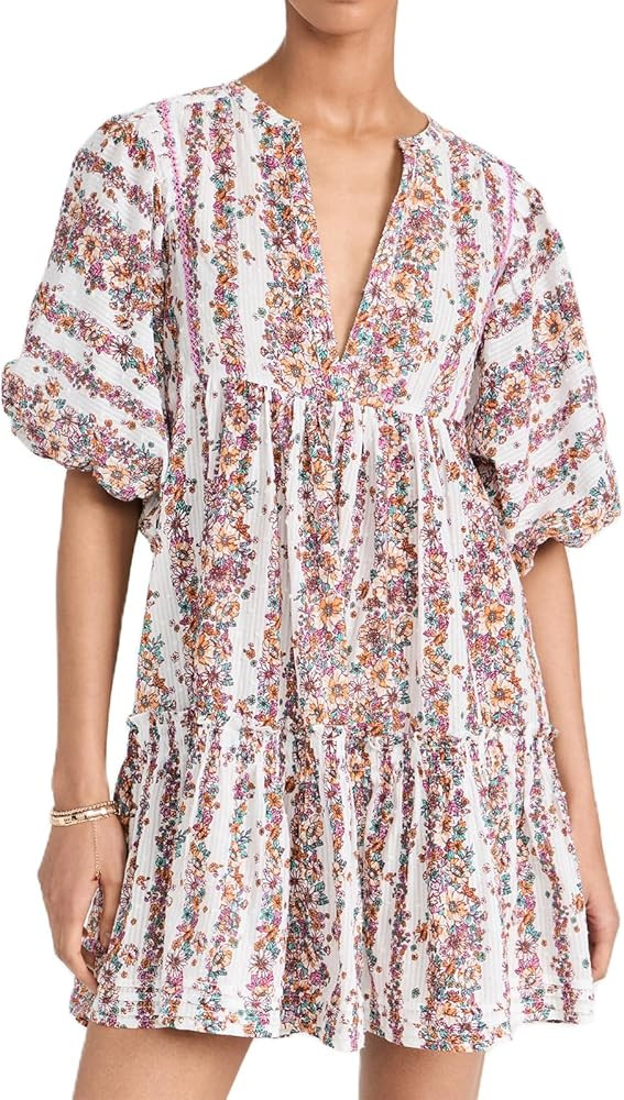 Women Backless Summer Dresses Flowy Smocked Mini Dress Puff Sleeve Y2K Floral Beach Boho Sundress... | Amazon (US)