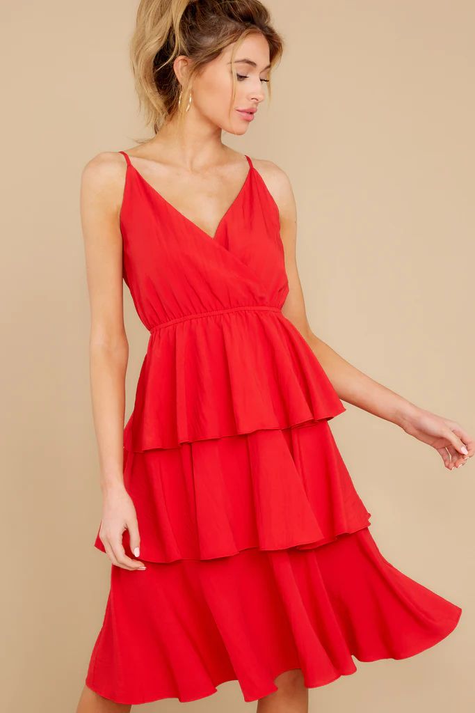 Bit Of A Flirt Red Midi Dress | Red Dress 