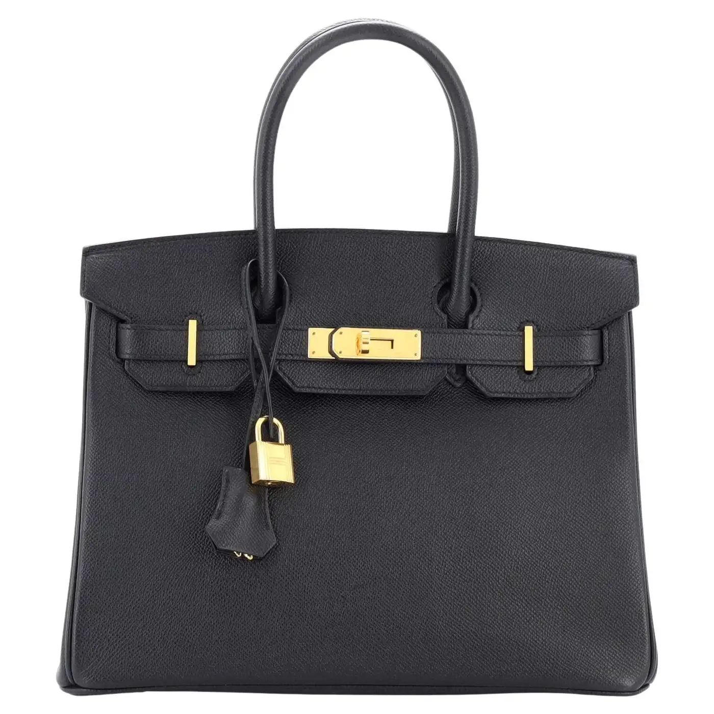 Hermes Birkin Handbag Noir Epsom with Gold Hardware 30 | 1stDibs