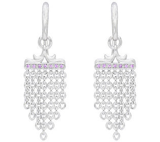 Ariva Sterling Silver Pink Sapphire Chandelier hain Earrings | QVC