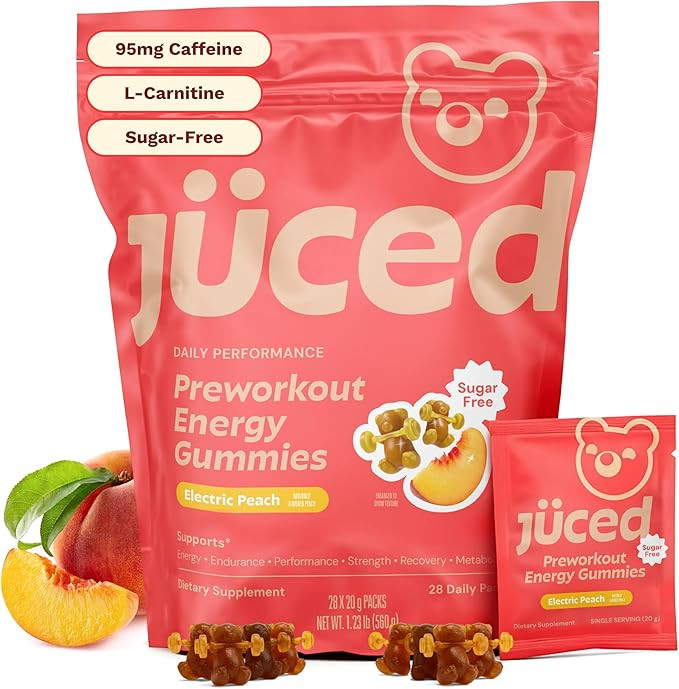 Juced by Gruns - Sugar Free Preworkout Gummies for Women and Men with L Carnitine & Betaine - Pre... | Amazon (US)