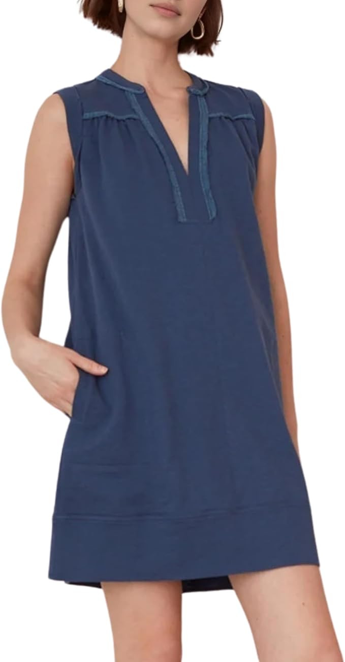 PUWEI Women's Summer Mini Dresses Casual V Neck Solid Color Loose Sleeveless Tank Dress with Pock... | Amazon (US)