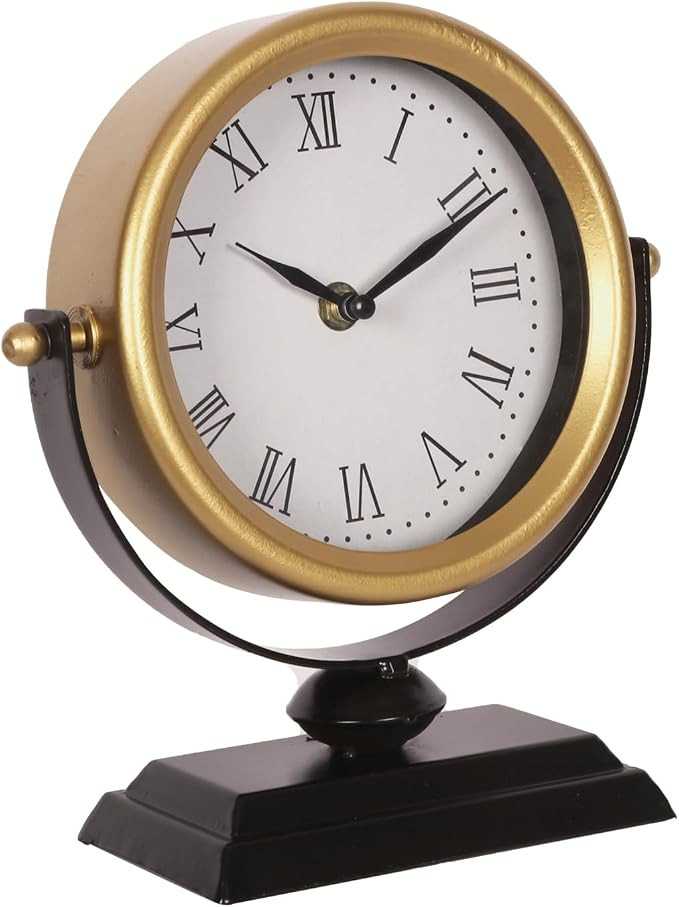 Desk Clock - Classic Vintage Clock and Decorative Shelf Decor,Silent Non-Ticking Clock with Distr... | Amazon (US)
