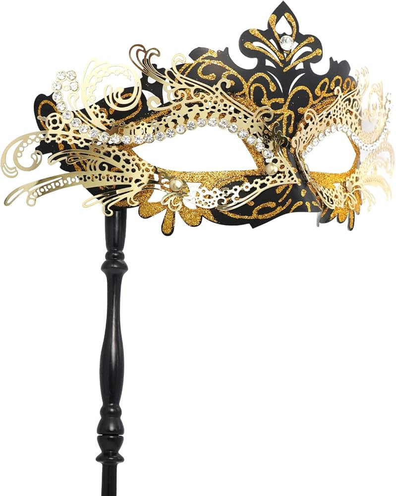Coddsmz Masquerade Mask with Stick Venetian Mask Mardi Gras Decorations for Womens Halloween Cost... | Amazon (US)