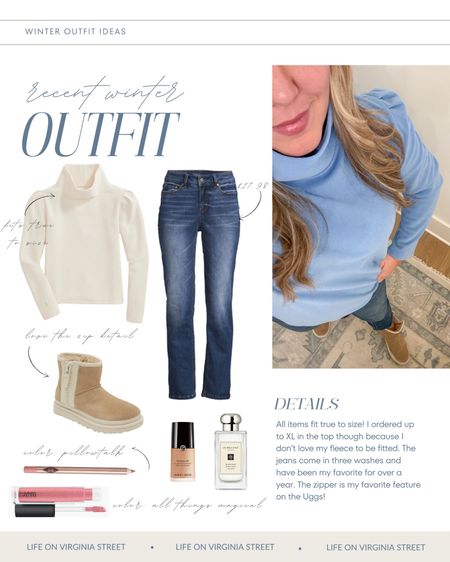 Obsessed with my cozy puff sleeve Dudley Stephens fleece turtleneck! My color is no longer available but they have six other cute color options in stock right now and several are on sale! Fits true to size snuggly so I like to size up for a roomier fit (I’m in XL)! Jeans and boots are true to size.
.
#ltksalealert #LTKstyletip #LTKfindsunder50 #ltkfindsunder100 #ltkover40 #ltkmidsize #lrkshoecrush #ltkhome

#LTKsalealert #LTKover40 #LTKSeasonal