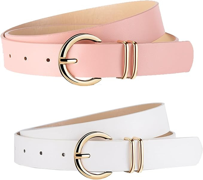 2 Pack Belts for women, Soft Casual Girls's Leather Belts for Jeans Dresses, Fashion Ladies Waist... | Amazon (CA)
