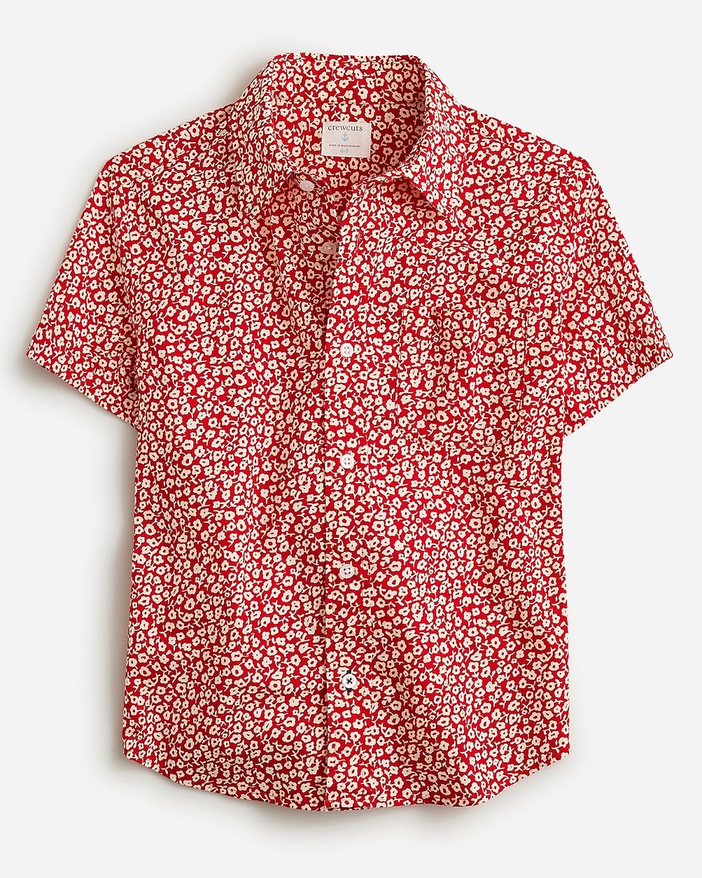 Kids' washed short-sleeve stretch poplin button-down in prints | J.Crew US