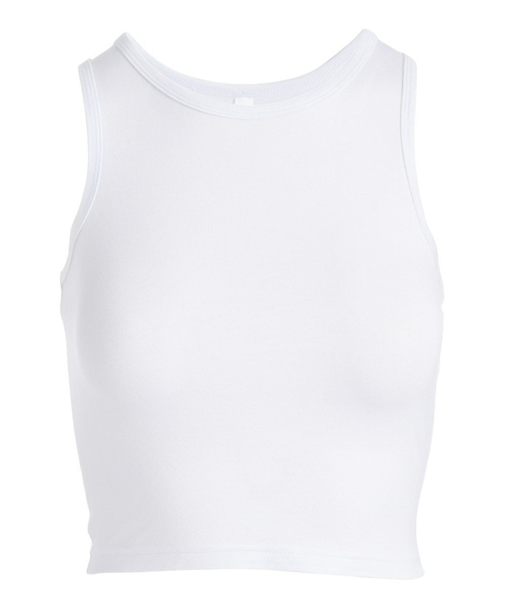 Sofra Women's Tank Tops White - White Racerback Crop Top - Women | Zulily