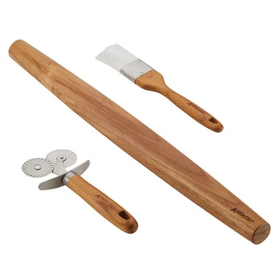 Anolon Tools and Gadgets 3-Piece Prep Set Pastry Wheel Cutter, Pastry Brush, 19" French Rolling Pin | Wayfair North America