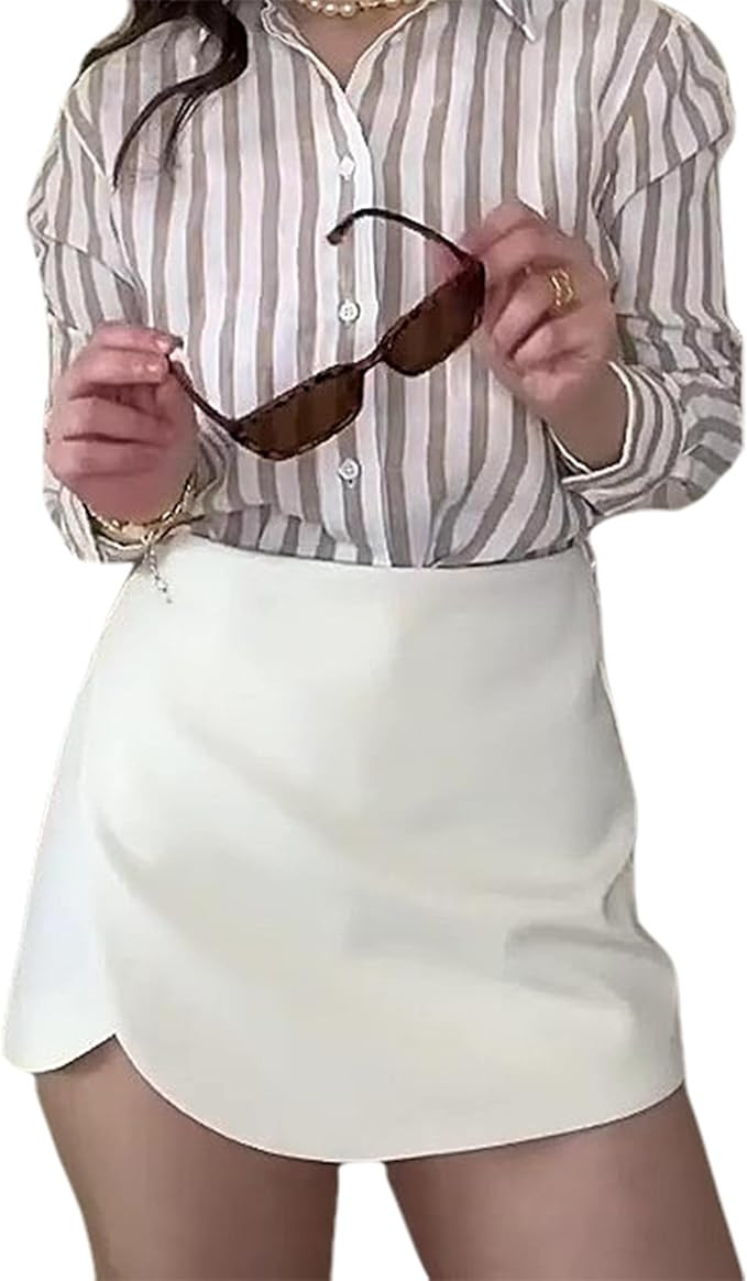 Women's Mini Skort High Waisted Dressy Wrap Asymmetrical Skorts with Built-in Shorts for Going Ou... | Amazon (US)