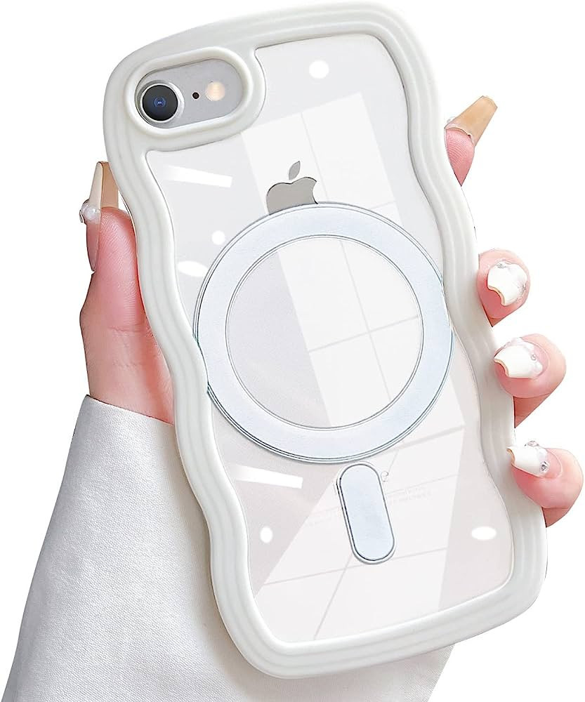 Skyseaco for iPhone SE Case 2022/2020, iPhone 8/7 Case Compatible with MagSafe, Cute Curly Wave F... | Amazon (US)