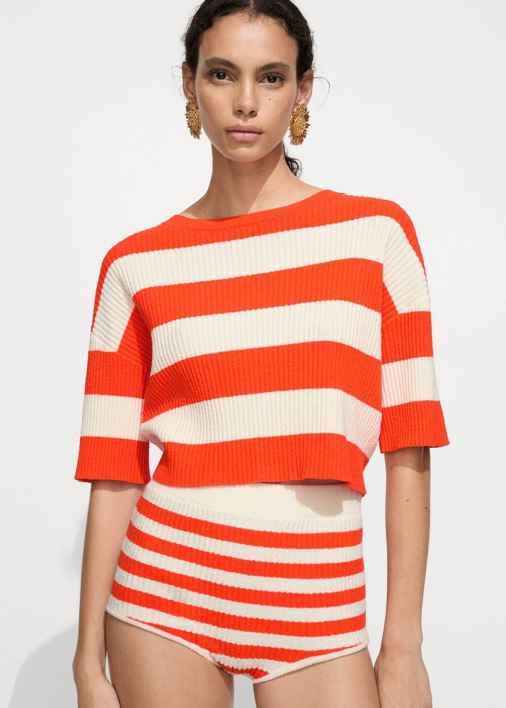 Striped ribbed-knit sweater -  Women | Mango USA | MANGO (US)