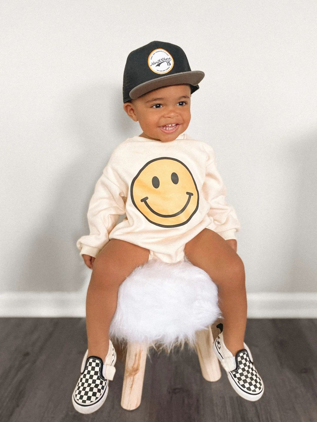 Smiley Face Bubble Romper, Happy Face Toddler Outfit, Cute Kids Clothes, Sweater Onesie, Retro Gr... | Etsy (US)