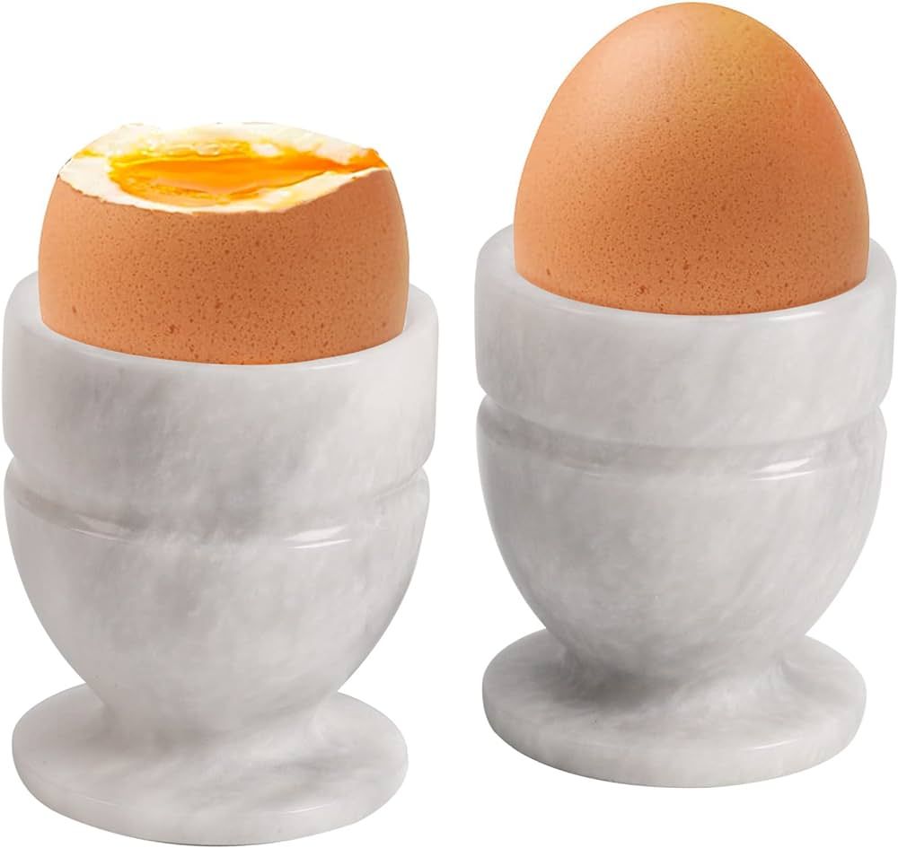 Radicaln Marble Egg Cups 2.3x2.5 Inch White Handmade For Kitchen Gadgets - Egg Cup Holder Set of ... | Amazon (US)