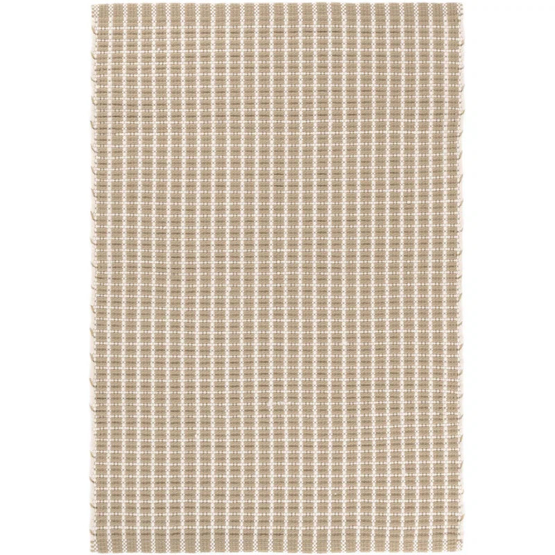 Gridiron Plaid Handmade Flatweave Wheat/Ivory Indoor / Outdoor Area Rug | Wayfair North America