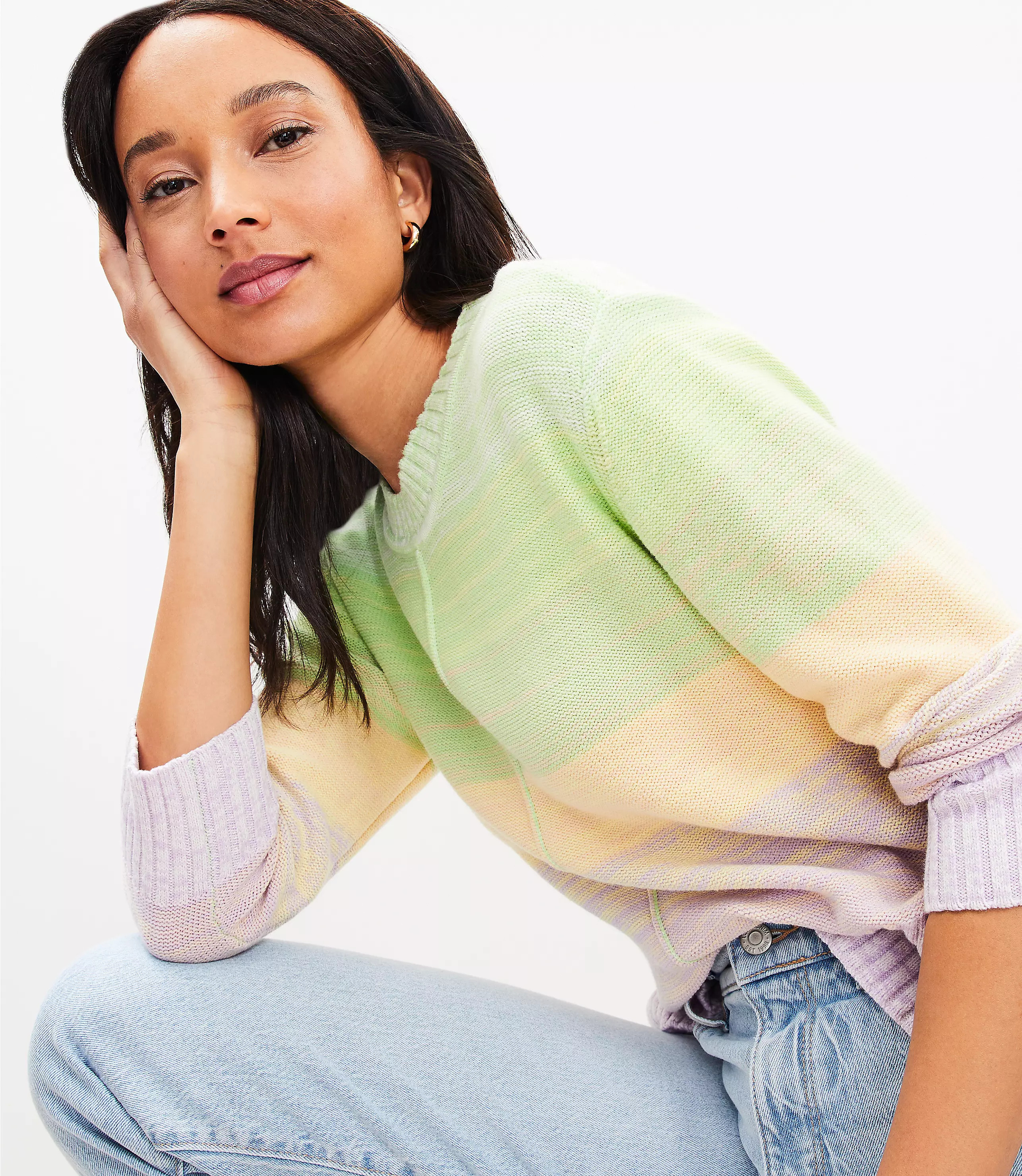 Ombre Elbow Sleeve Sweater | LOFT