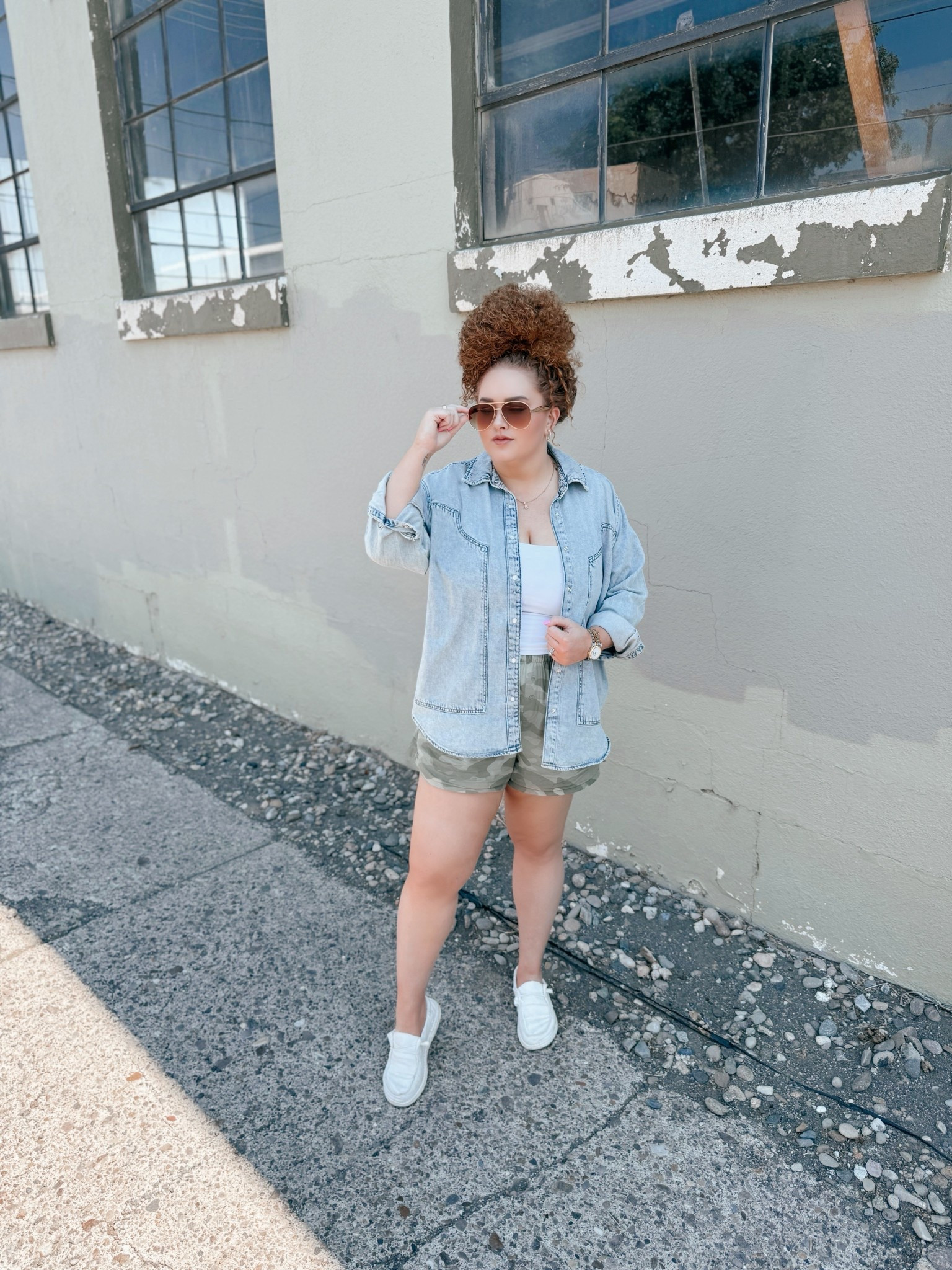 🍂 Fall transition mode: activated ✔️ These camo boxer shorts are giving laid back but make it cute vibes ✨Perfect for those in between weather days 🙌🏼 Add a sweatshirt, denim jacket, or oversized tee and you’re good to go!🤩amazon tank top | amazon white tank top | target boxer shorts | boxer shorts outfit | boxer shorts style | target camouflage boxer shorts | camouflage boxer shorts | hey dudes | women’s hey dudes | white hey dudes | travel outfit | amazon travel outfit | amazon fashion | amazon finds | amazon look | amazon outfit | fall transition outfit | fall look | fall fashion | fall finds | fall outfit inspo | fall  fashion inspo | fall 2025 | fall outfit  | casual outfit  | casual outfit inspo | Amazon basics | lounge ready | relaxed vibe | cozy feel | go to boxers | denim shacket | target denim shacket | pearl snap denim shacket 

#LTKMidsize #LTKFindsUnder50 #LTKStyleTip