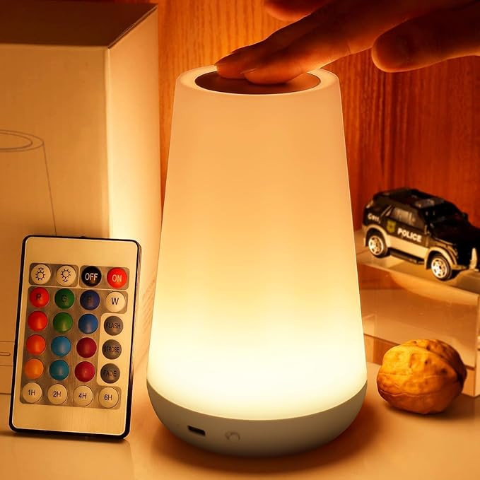 THAUSDAS Night Light, Dimmable Touch Lamp for Bedroom, Portable Table Bedside Lamp, 5 Brightness ... | Amazon (US)