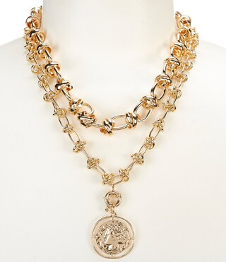 Anna & Ava Oversized Multi Strand Link with Disc Pendant Statement Necklace | Dillard's | Dillard's