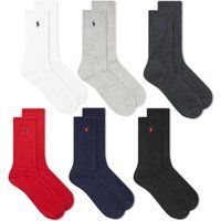 Polo Ralph Lauren Men's Cotton Crew Sock - 6 Pack in Black/Red/Navy/Charcoal | END. Clothing | End Clothing (US & RoW)