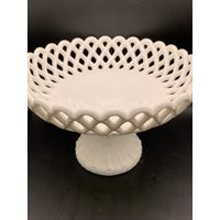 Vintage Milk Glass Footed Bowl - Lace Edge Cut Base Such A Fantastic Dish Great For So Many Things Fruit Bowl | Etsy (US)