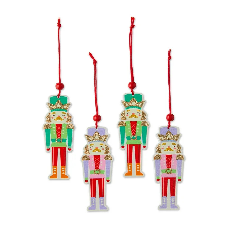 Green and Purple Plywood Nutcracker Mini Christmas Ornaments, 4 Count, by Holiday Time | Walmart (US)