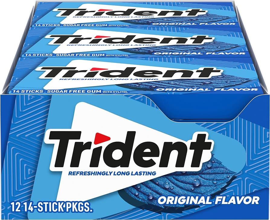 Trident Original Flavor Sugar Free Gum, 12 Packs of 14 Pieces (168 Total Pieces) | Amazon (US)