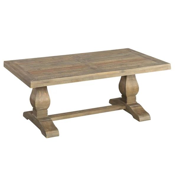 19 Inch Rectangular Coffee Table with Pedestal Base, Brown | Bed Bath & Beyond