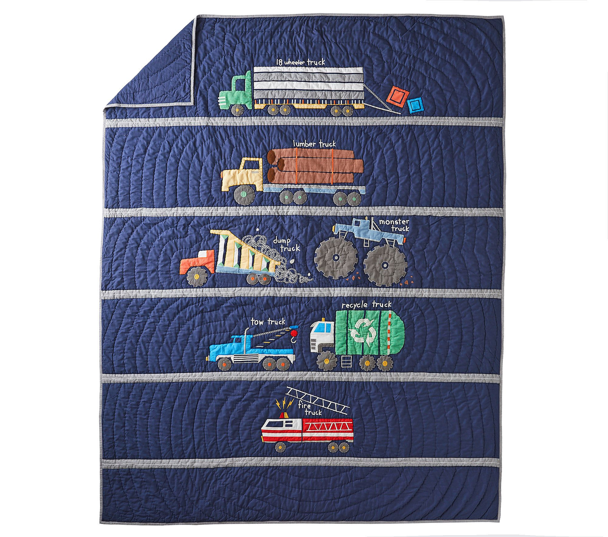 Busy Trucks Quilt, Twin, Multi | Pottery Barn Kids