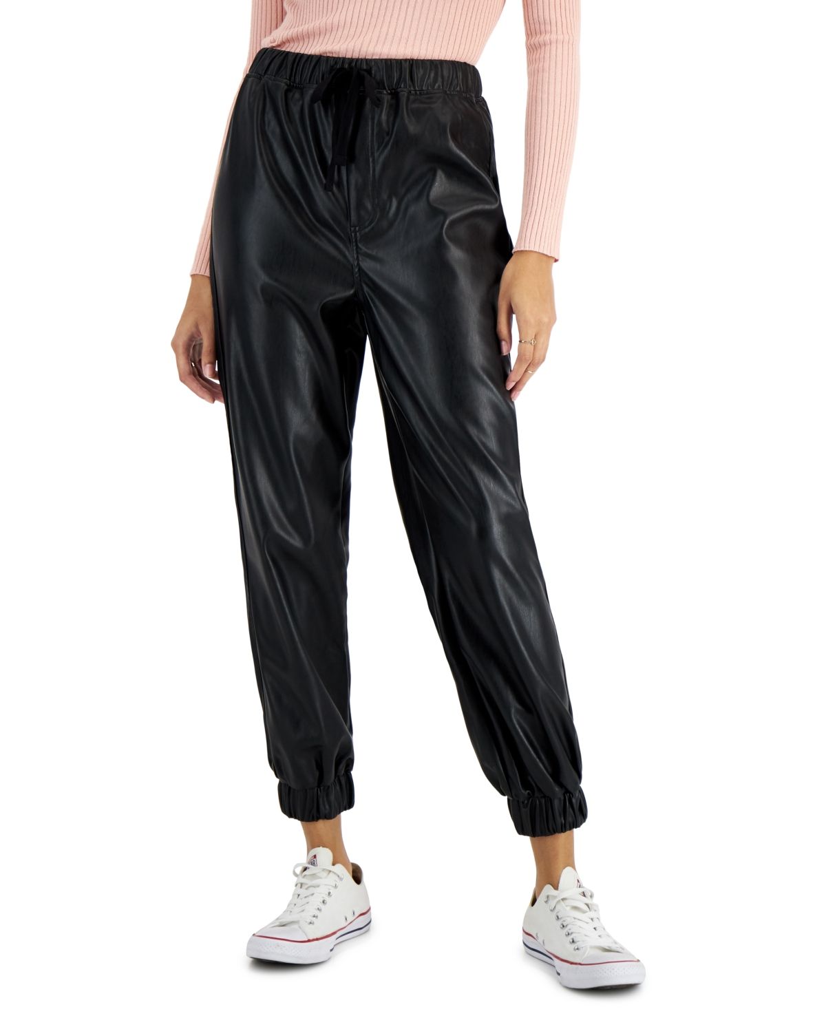 Tinseltown Juniors' Faux-Leather Jogger Pants, Created for Macy's | Macys (US)