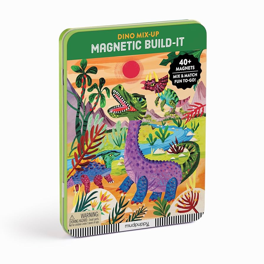 Mudpuppy Dino Mix-Up – Magnetic Build-It Travel Friendly Game with Illustrated Prehistoric Back... | Amazon (US)